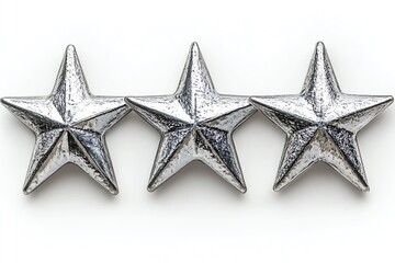 Obraz premium Three silver stars on white background