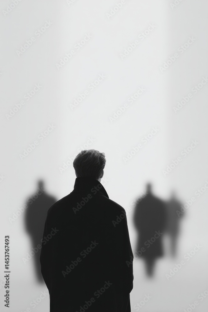 Poster capture minimalistic fashion scene with clean image where elegantly dressed people are blurred in ba