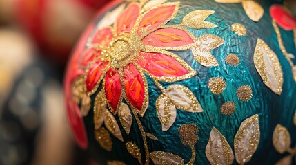 Fototapeta premium Ornate christmas ornament with a decorative floral design.