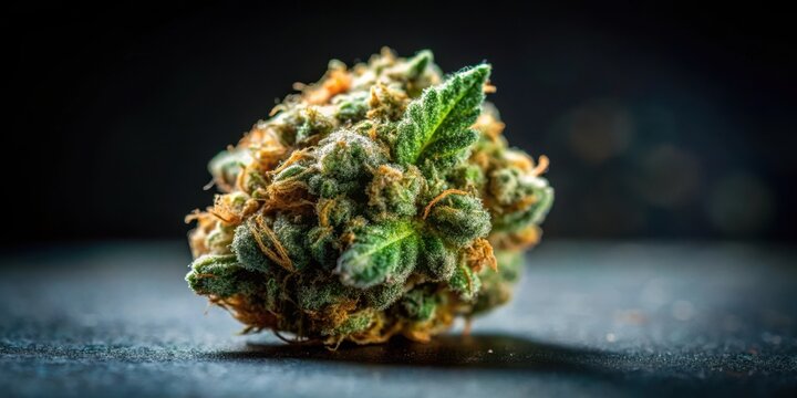 Close-up macro photography of a single cannabis nug