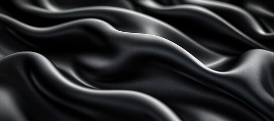 Fototapeta premium Close-up view of dark flowing fabric folds.