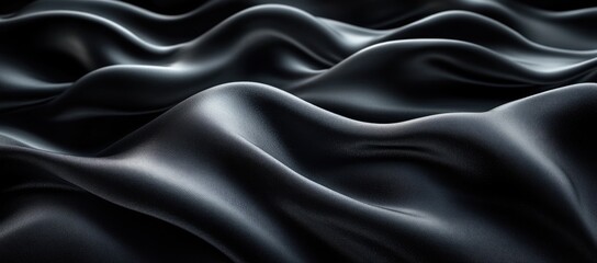 Fototapeta premium Dark, flowing fabric texture with intricate folds.