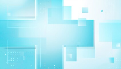 Obraz premium Abstract light blue background with square and rectangular shapes, representing futuristic technology elements, perfect for business, corporate banners, and presentations on AI and tech innovation.