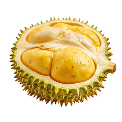 Fototapeta premium Golden Tropical Fruit, Spiky Exterior, Creamy Texture, Aromatic, Sweet Flavor, Edible Seeds, Exotic Dessert, Unique Taste, Culinary Ingredient