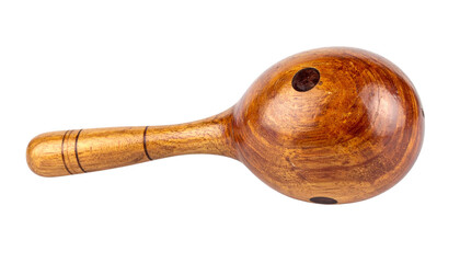 Wooden maraca musical instrument isolated on solid white background Png