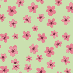 Daisy flower seamless pattern on blue background. Ditsy floral print with tiny chamomile great for fashion fabric, home decor textile and wallpaper. Vector