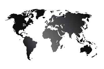 World map displays gradient continents with America colored black on a transparent background