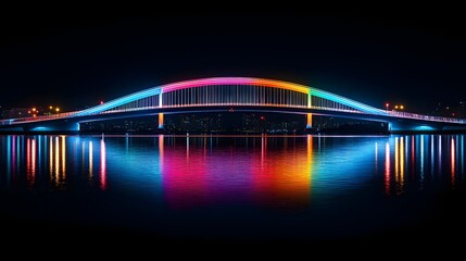 Fototapeta premium Rainbow Bridge at night with Tokyo Bay reflection