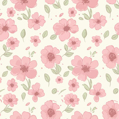 Daisy flower seamless pattern on blue background. Ditsy floral print with tiny chamomile great for fashion fabric, home decor textile and wallpaper. Vector