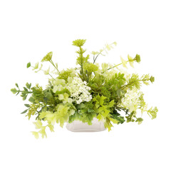 Elegant and Lush Greenery Arrangement in a Simple White Container, Perfect for Home Decor and Event Decoration, Bringing Freshness and Serenity to Any Space