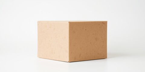 Cardboard Box Close-Up on White Background, Ready for Design