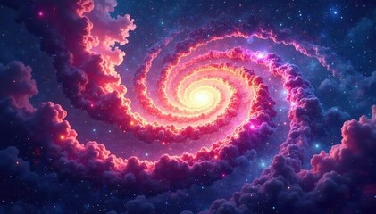 Abstract swirling galaxy nebula seamless loop background, repeat, pink