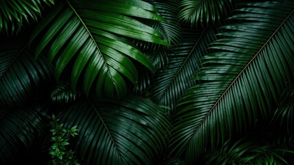 Dark Nature Closeup - Black and White Palm Leaf Detail