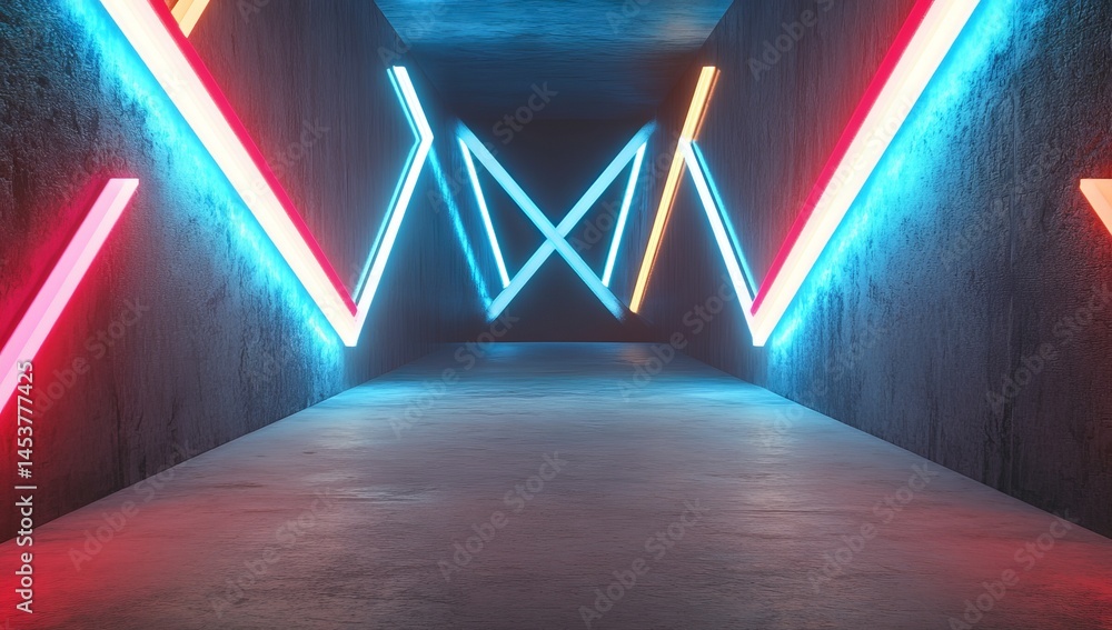 Poster neon lights and binary code digital background for cyberpunk visuals