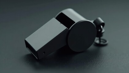 Black plastic whistle, simple design, sharp focus , simple, background