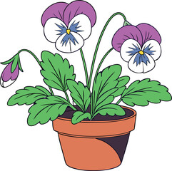 Pansy Flower Vector Detailed Botanical Illustrations of Pansies for Design and Decoration Projects