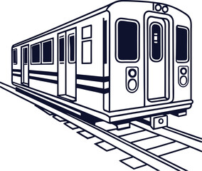 Metro Subway rail icon line art illustration 