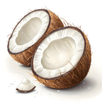 halved coconuts white background clip art preview
