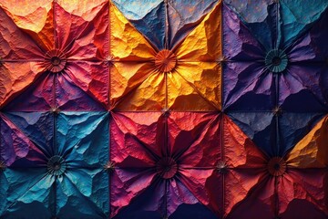 Intricate geometric tessellation with bold lines and contrasting colors, surface, pattern, cool