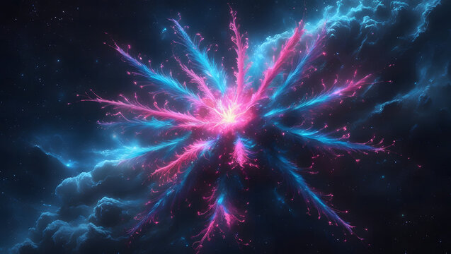 Cosmic Bloom, A Starry Eruption
Celestial Fireworks, Colorful Star Formation
Space Snowflake, Unique Cosmic Structure
Electric Nebula, Vibrant Filaments of Light
Stellar Dendrite, Branching Cosmic Bea