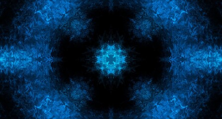 abstract kaleidoscope mandala art design background beautiful circular multicolor Blue with noise texture