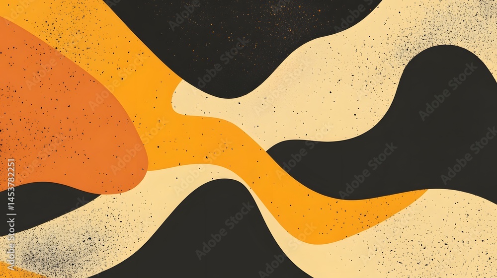 Poster abstract design with flowing shapes and warm colors.