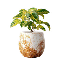 Beautiful green plant with variegated leaves in an elegant ceramic pot, ideal for home decor and interior design, showcasing nature's beauty indoors.
