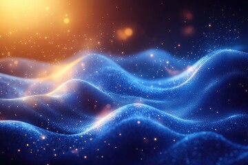 Fototapeta premium Abstract digital landscape with glowing particles.