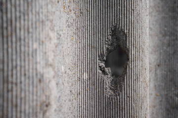 Old and very dangerous asbestos roof. Asbestos dust in the environment. Asbestos removal