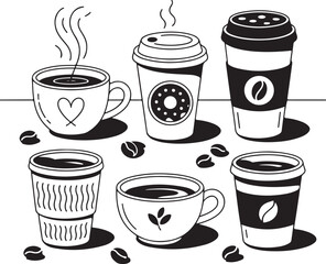 Black and White Coffee Cup Art – Steaming Espresso Trio Illustration"

"Minimalist Coffee Print – Stylish Hot Beverage Wall Art for Kitchen or Café"

"Artistic Coffee Cups with Steam – Monochrome Line