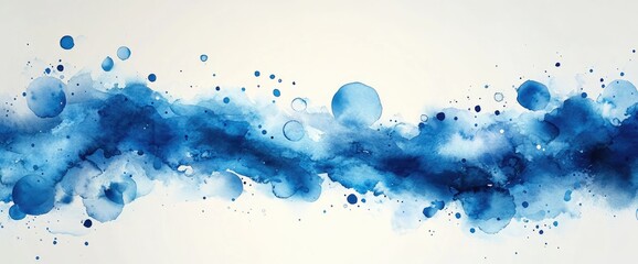 Obraz premium Abstract watercolor design with flowing blue forms.