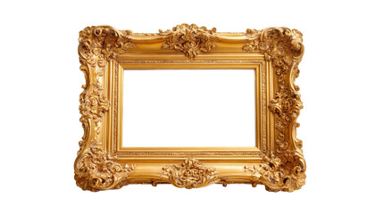 Antique style picture frame in gold on white background