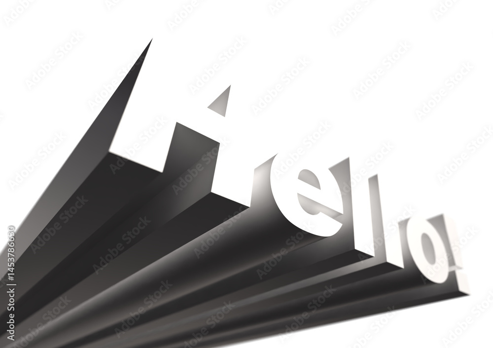 Fototapete hello 3d letters welcome banner background first slide presentation transparent