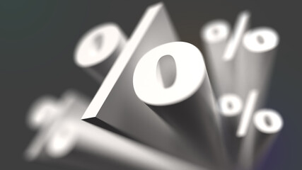 percent % 3d sign business economy analytics gray background