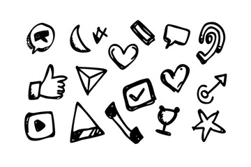 Fototapeta premium Trendy Hand Drawn Vector Icons for Social Media