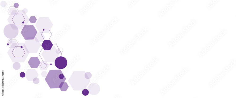 Aufkleber Geometric abstract background with purple hexagons. Computer network concept. Medical, technology or science design
