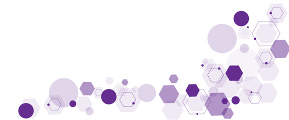 Geometric abstract background with soft purple hexagons. Computer network concept. Medical, technology or science design