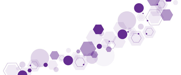 Geometric abstract background with soft purple hexagons. Computer network concept. Medical, technology or science design