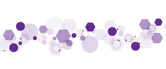 Geometric abstract background with purple hexagons. Computer network concept. Medical, technology or science design