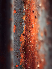 Close-Up of Rusty Metal Surface with Vibrant Orange Details