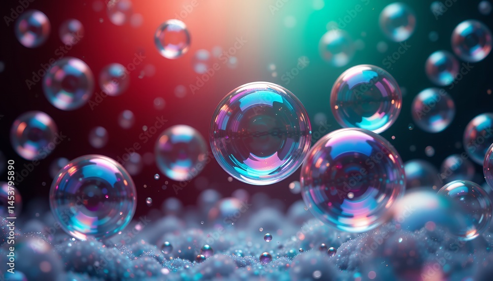 Aufkleber iridescent spheres floating above a dreamy surface with a bokeh background