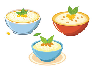 vector illustration of a turkish food Sütlaç (Rice Pudding)