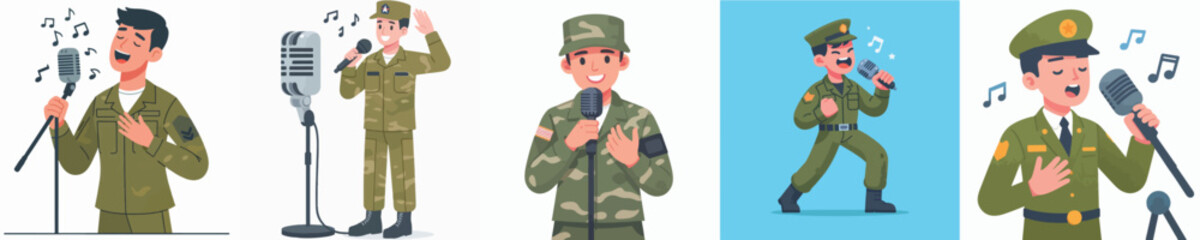 soldier vector singing using microphone