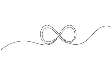 Infinity symbol continuous one line drawing and minimalist style isolate outline vector icon