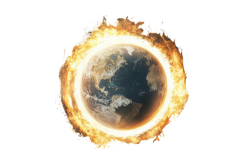 Earth enveloped in flames and heat waves.