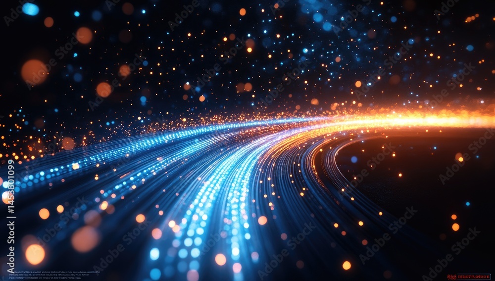Aufkleber abstract digital pathway through glowing particles.