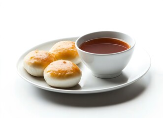 Buns and Tea on White Plate