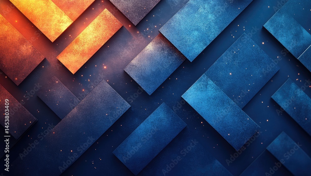 Poster Abstract design with overlapping, contrasting rectangles.