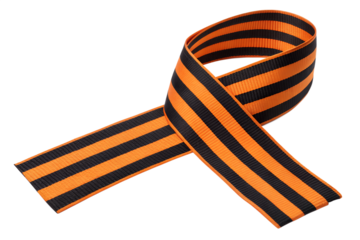 St george ribbon closeup symbol of victory day isolated on black background