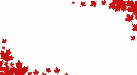 Canada Day Background with Red Maple Leaf Border and White Space for Text